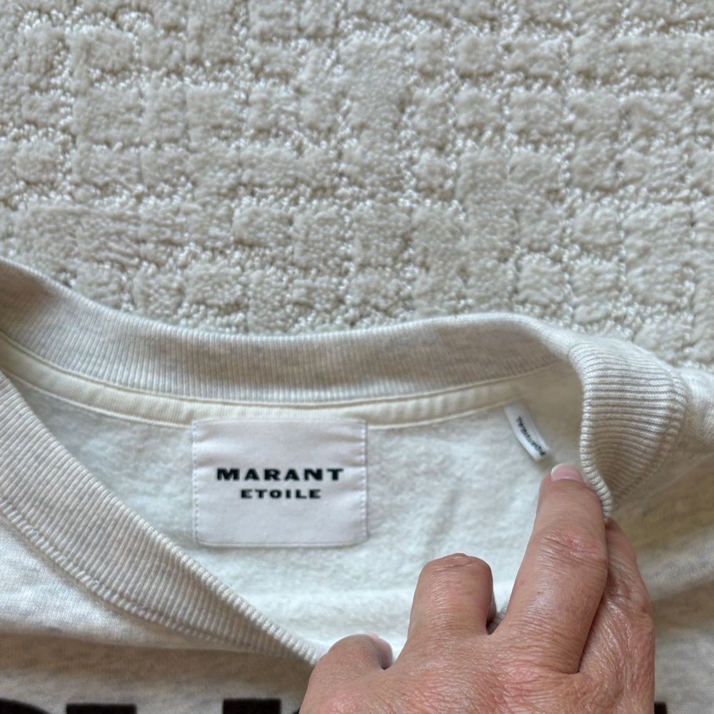Isabel Marant Two-Tone Logo Pullover in Beige and Ivory - Picture 2 of 5